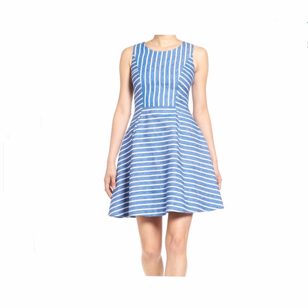 Vinyard Vines Linen Dress Size 8 Blue White Stripe